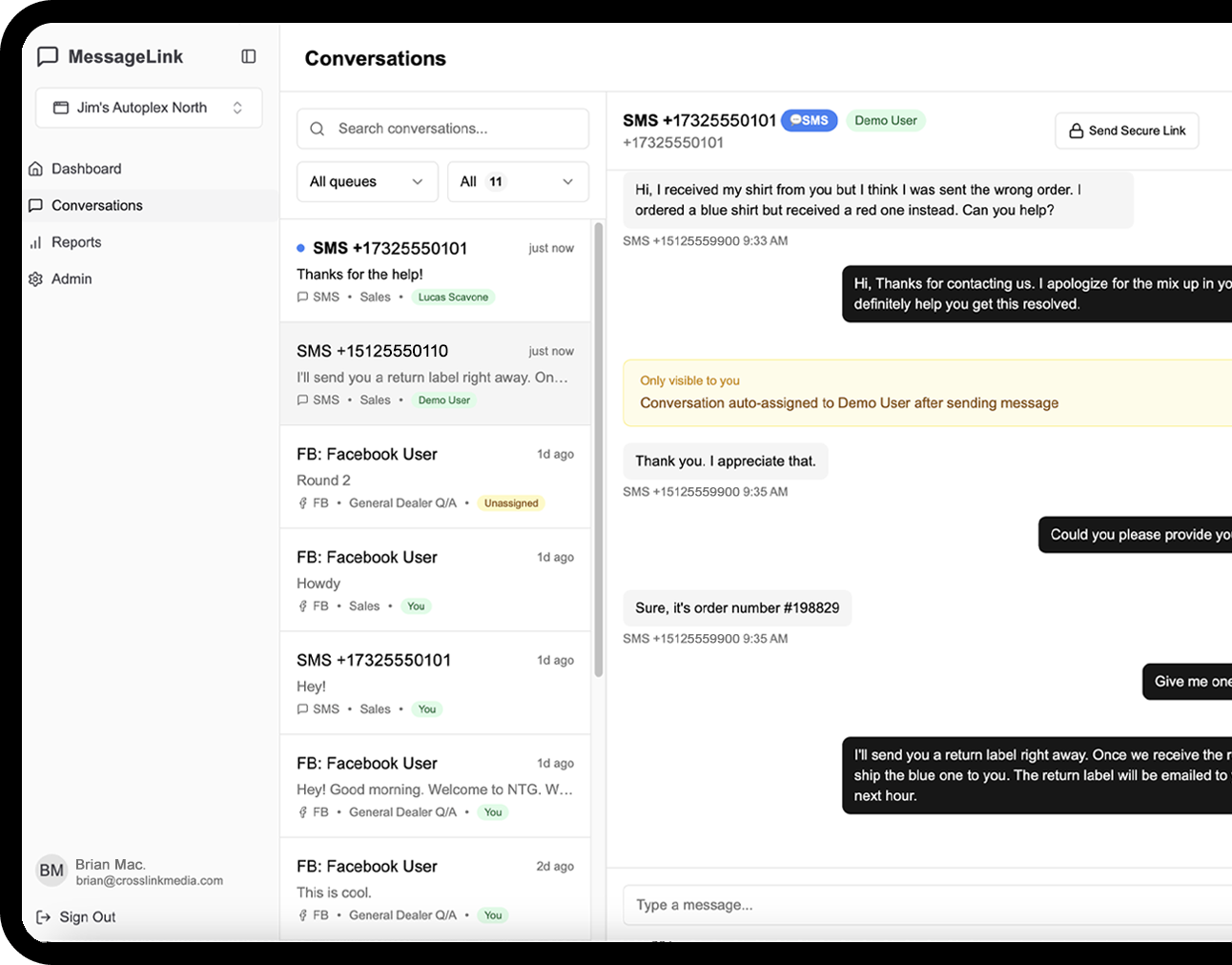 screenshot of our platform